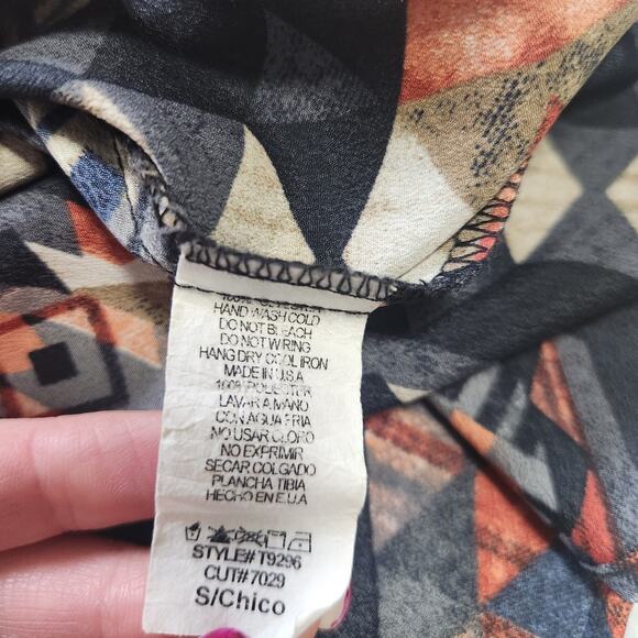 Aztec Print TeenPlo Made in USA Top 3/4 Sleeves Small - Picture 11 of 11